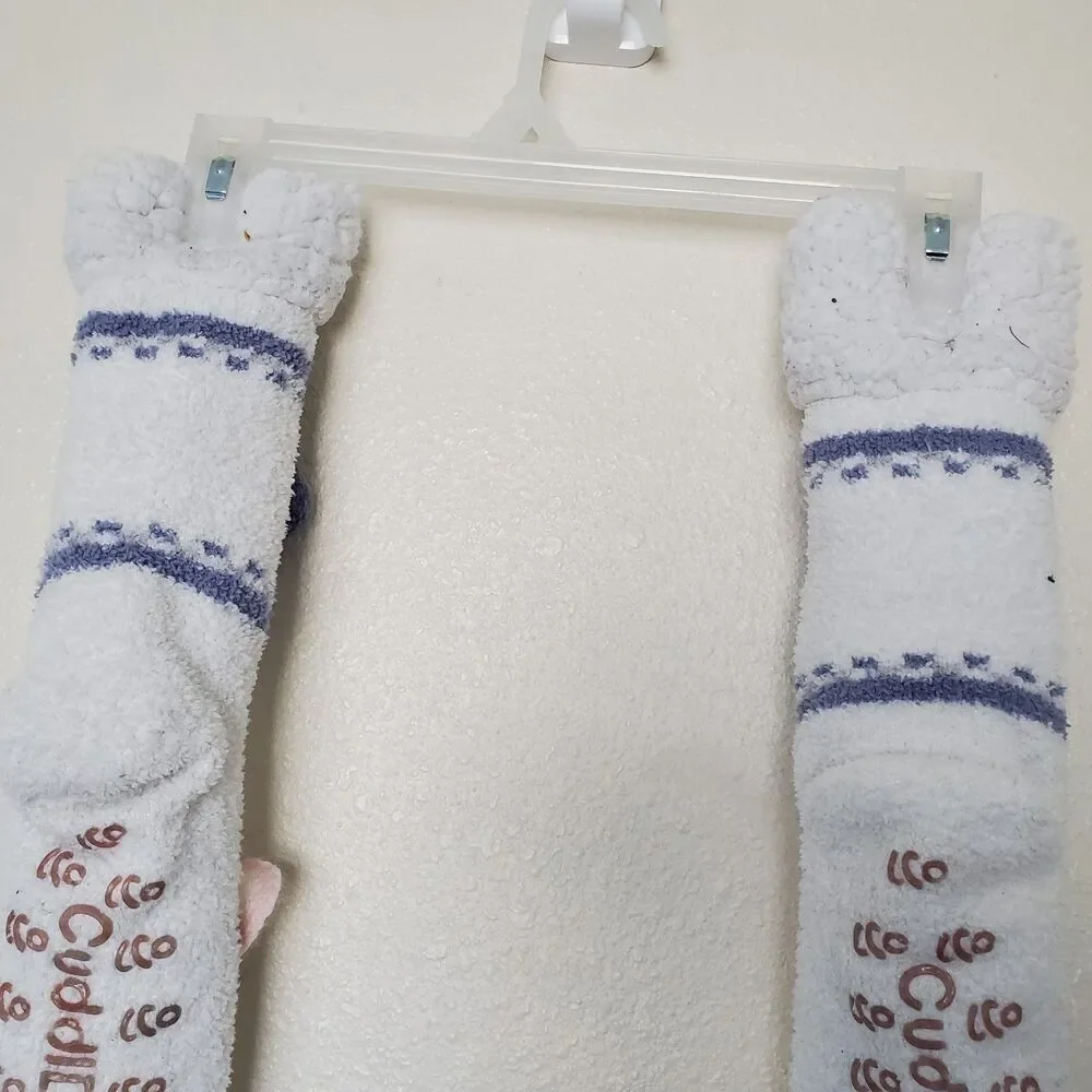 Cuddl Duds Sherpa Lined Critter Socks, Womens Size 4-10 Unicorn White‎